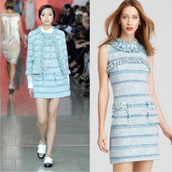 TORY BURCH Curtis Tweed Fringe Dress sz 12 Large - Picture 2 of 14